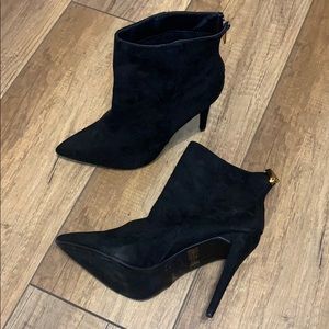 Black Suede Heel Boots